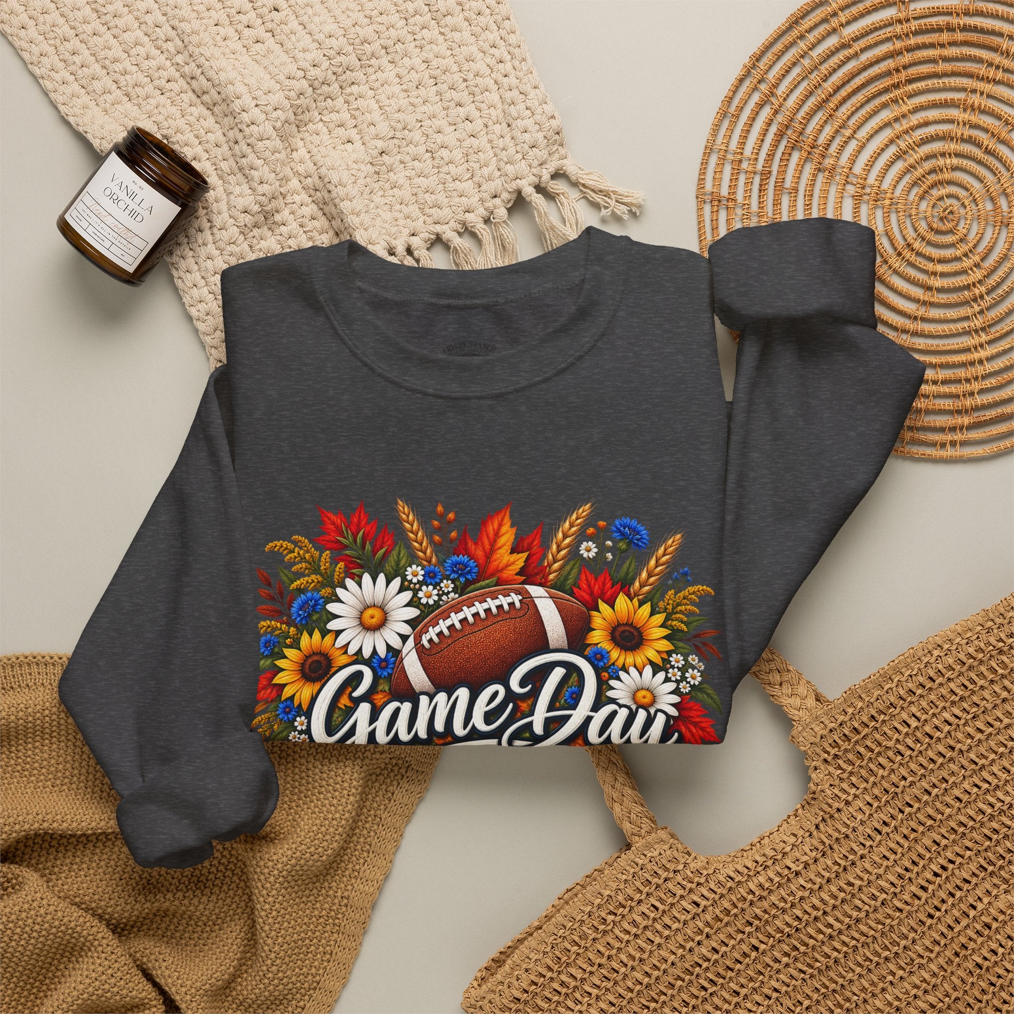 Game Day Floral Football Crewneck Sweatshirt