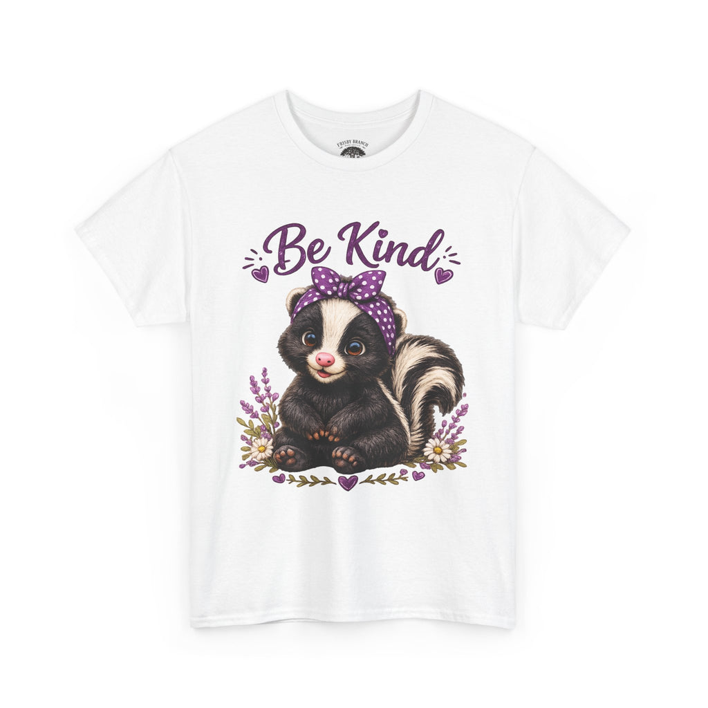 Be Kind Skunk T-Shirt — Cute Floral Graphic Tee