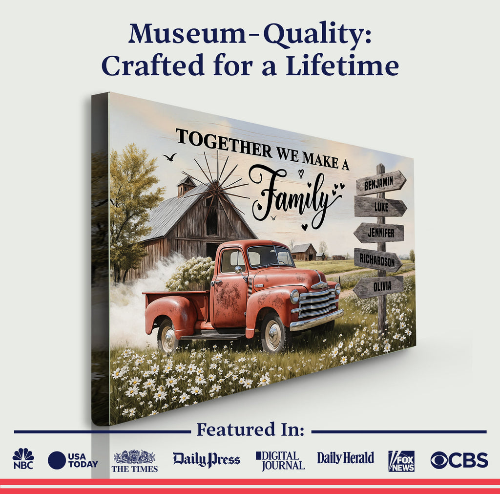Personalized Farmhouse Family Old Truck Wall Art