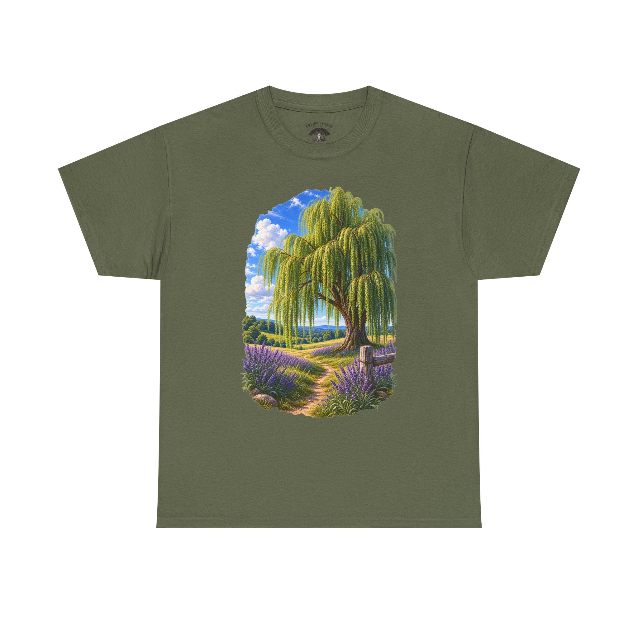 Willow Path T-Shirt — Scenic Lavender Meadow Graphic Tee