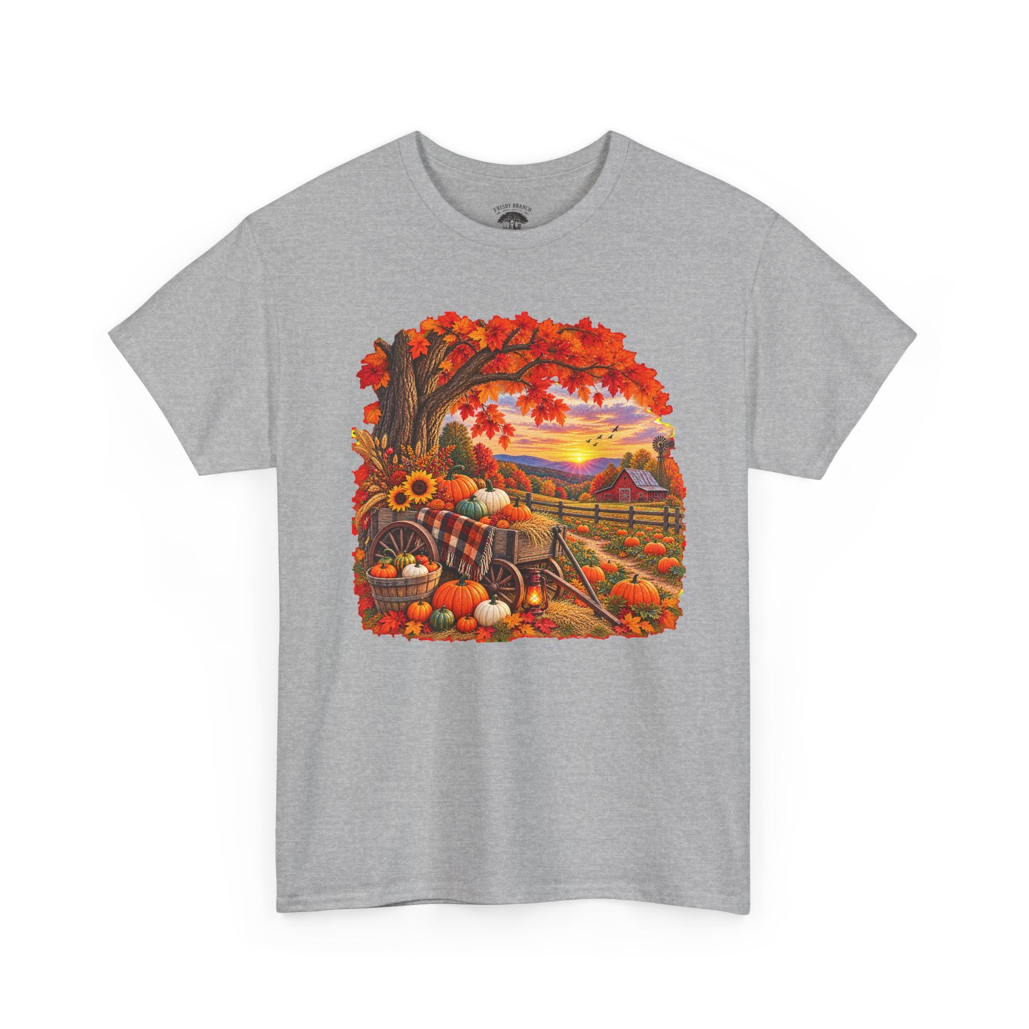 Autumn Harvest T‑Shirt — Fall Pumpkin Patch Sunset Tee