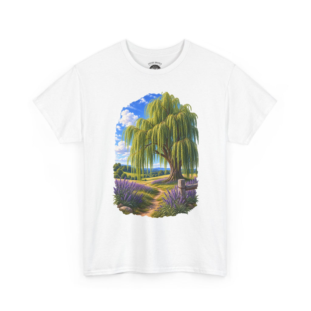 Willow Path T-Shirt — Scenic Lavender Meadow Graphic Tee