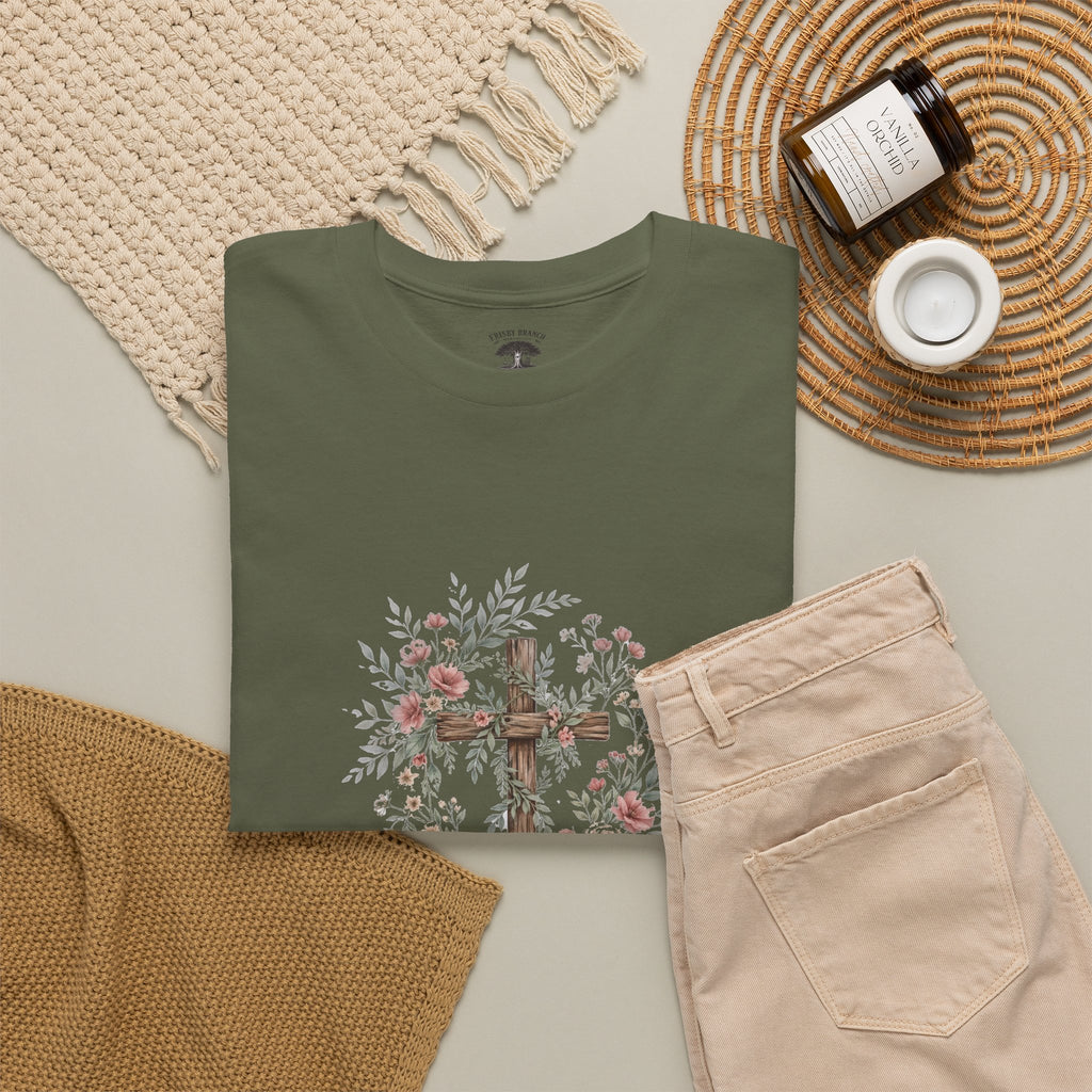 Faith Over Fear T-Shirt — Floral Cross Christian Graphic Tee