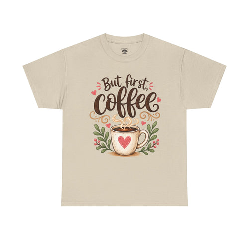 But First Coffee T-Shirt — Cute Floral Coffee Cup Tee