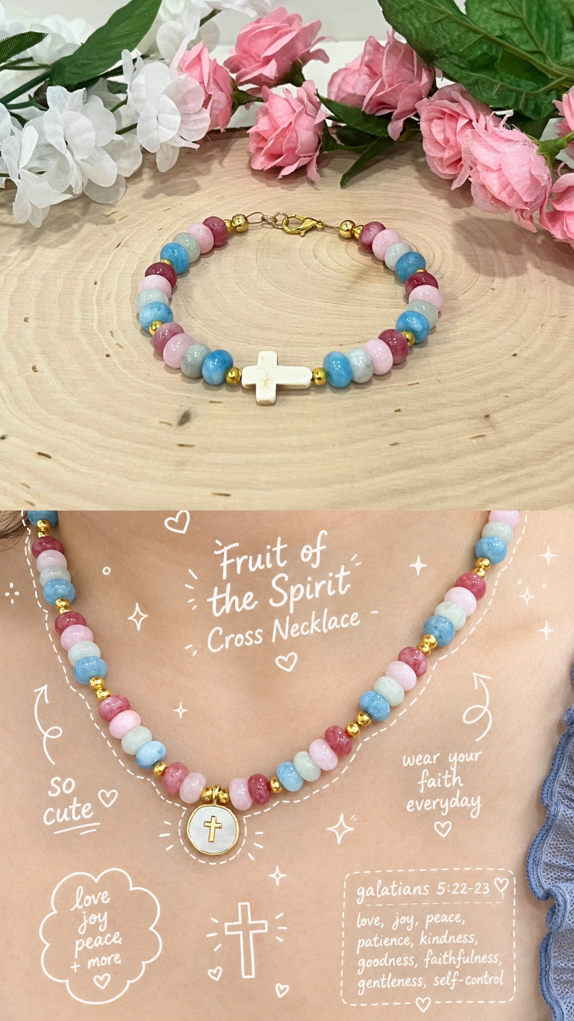 Christian Cross Necklace – Fruit of the Spirit Necklace