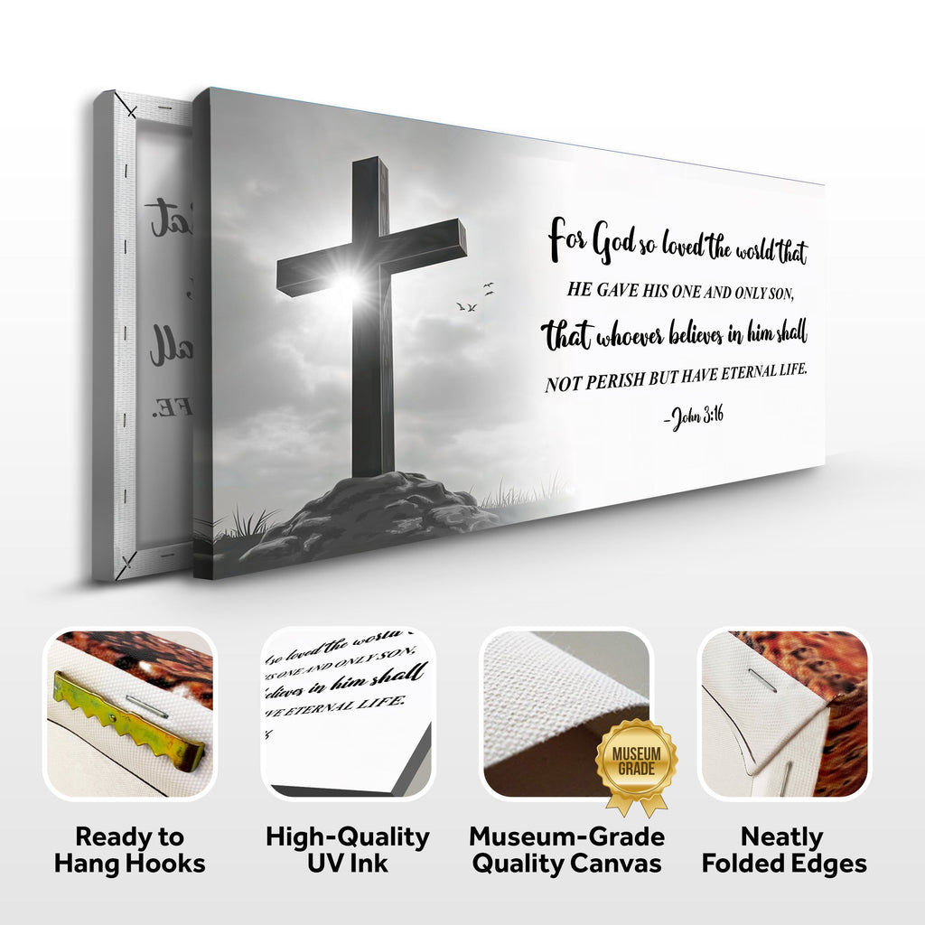 John 3:16: "For God So Loved the World" Farmhouse Canvas Wall Art
