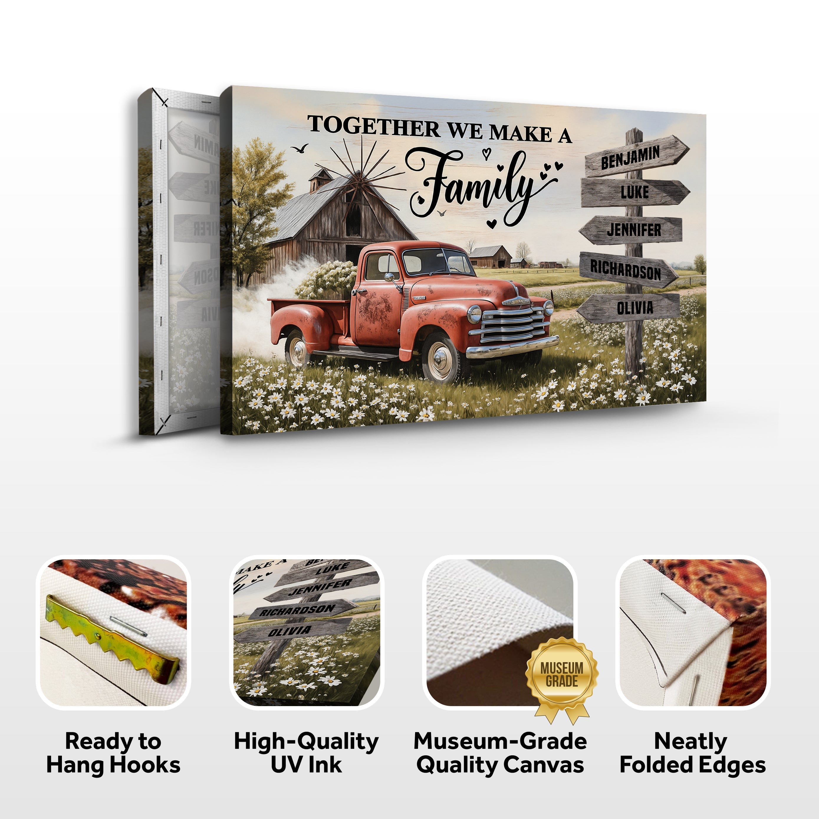 Personalized Farmhouse Family Old Truck Wall Art