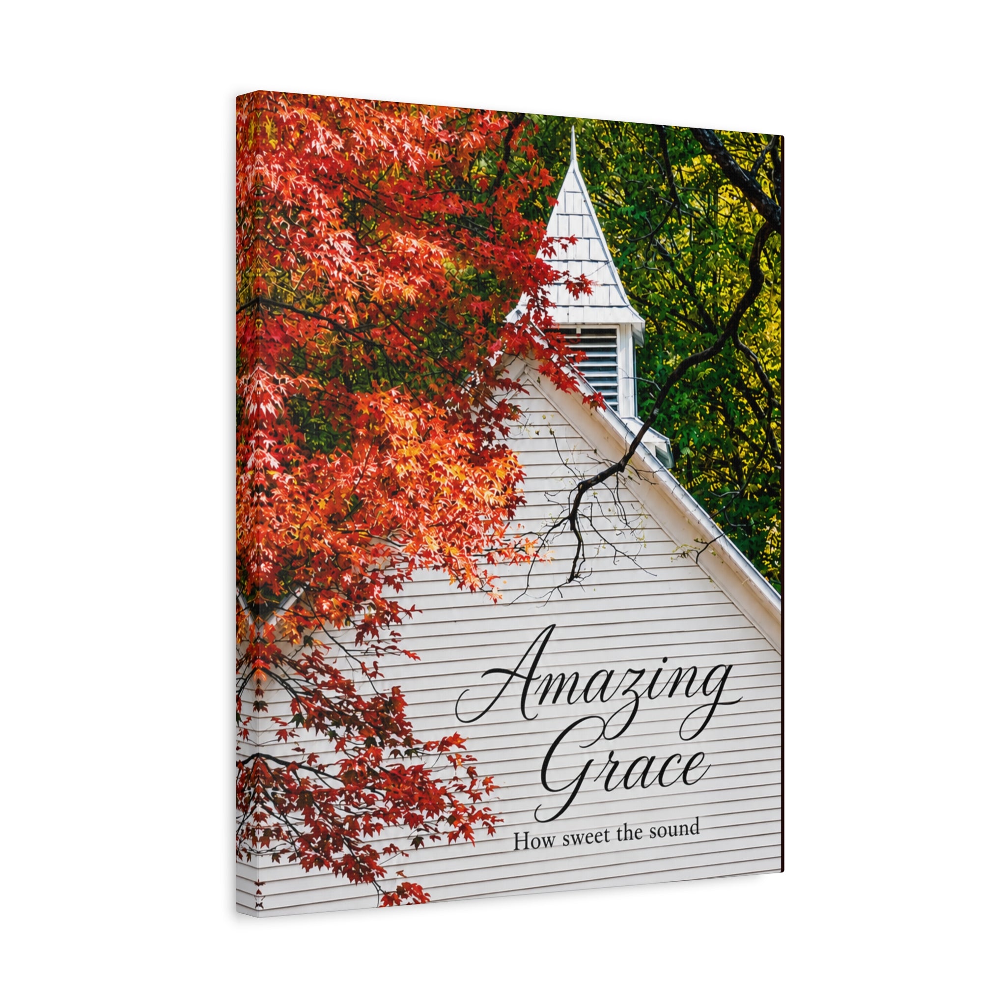 Amazing Grace Canvas Wall Art — Autumn Church Print, 'How Sweet the Sound'
