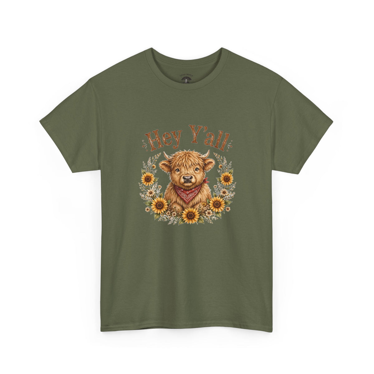 Hey Y'all Highland Cow T-Shirt — Cute Farmhouse Sunflower Graphic Tee