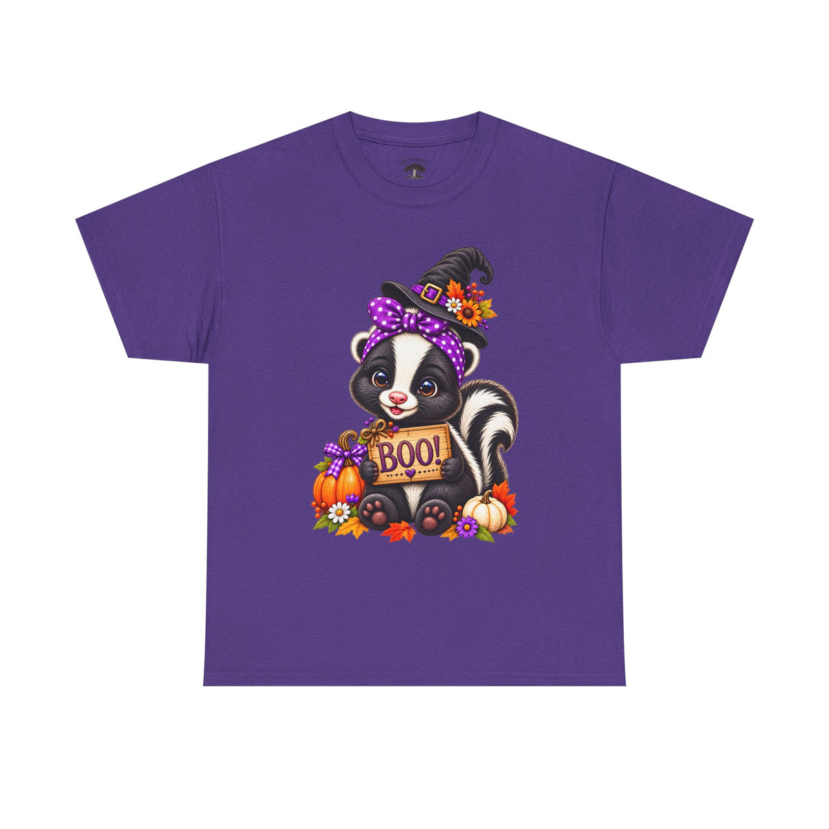 Halloween Skunk Tee – Cute Witch Hat ‘Boo!’ Pumpkin Graphic T-Shirt