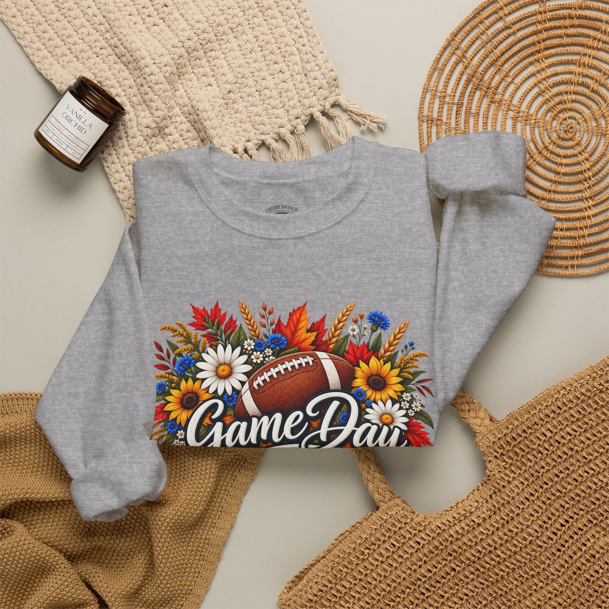 Game Day Floral Football Crewneck Sweatshirt