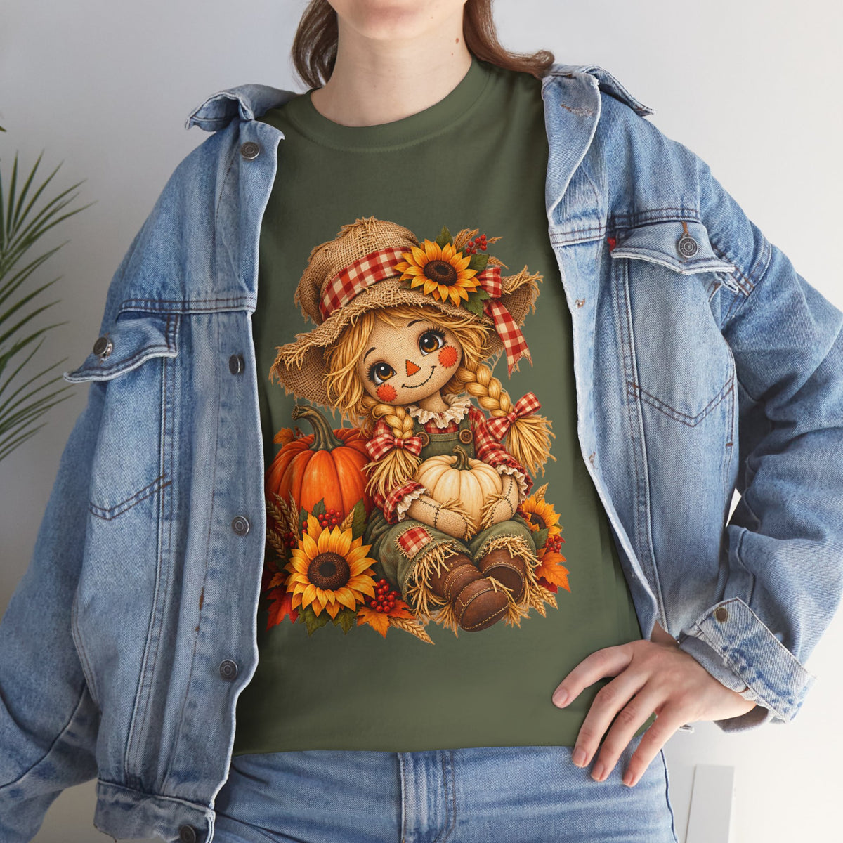 Autumn Scarecrow Tee — Cute Fall Pumpkin & Sunflower Graphic
