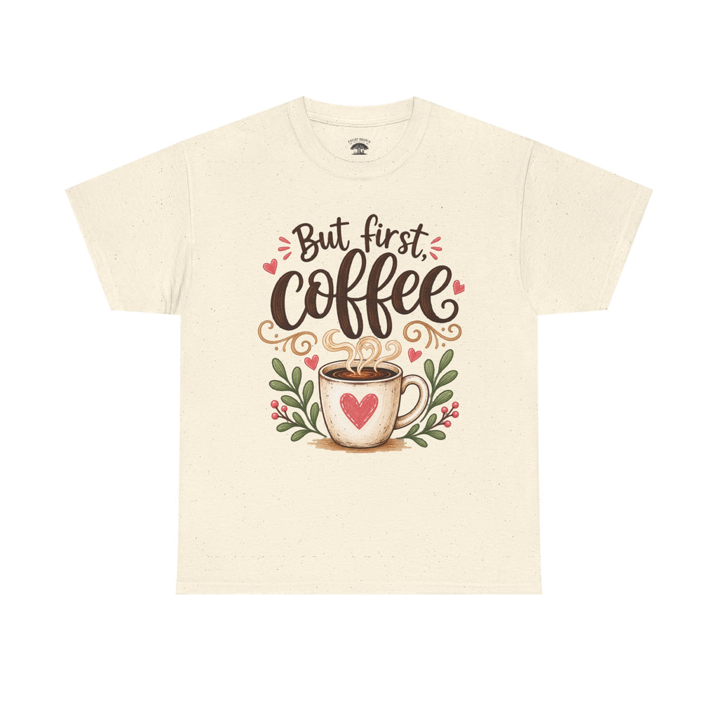 But First Coffee T-Shirt — Cute Floral Coffee Cup Tee
