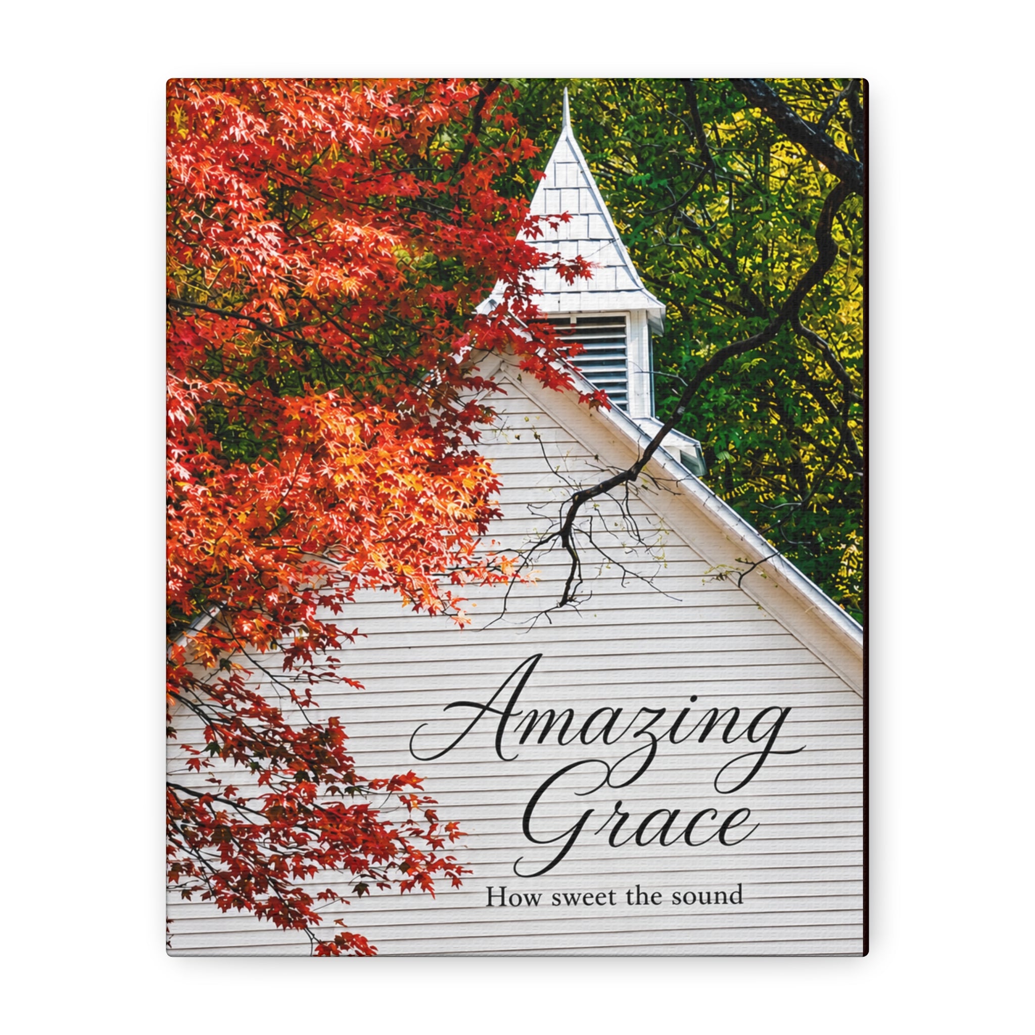 Amazing Grace Canvas Wall Art — Autumn Church Print, 'How Sweet the Sound'