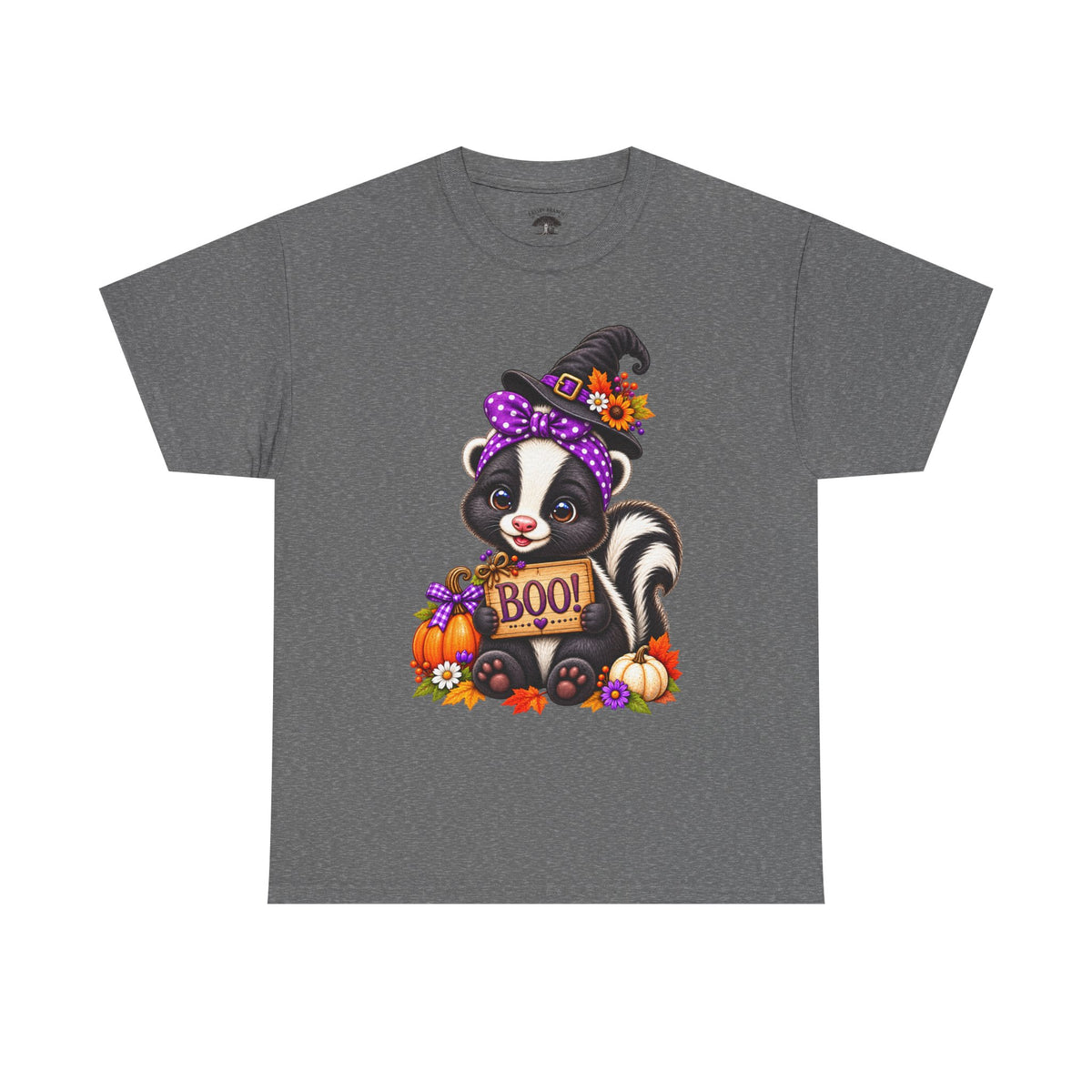 Halloween Skunk Tee – Cute Witch Hat ‘Boo!’ Pumpkin Graphic T-Shirt