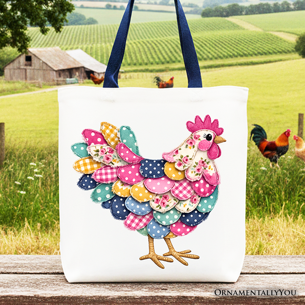 Patchwork Hen Farmhouse Tote Bag