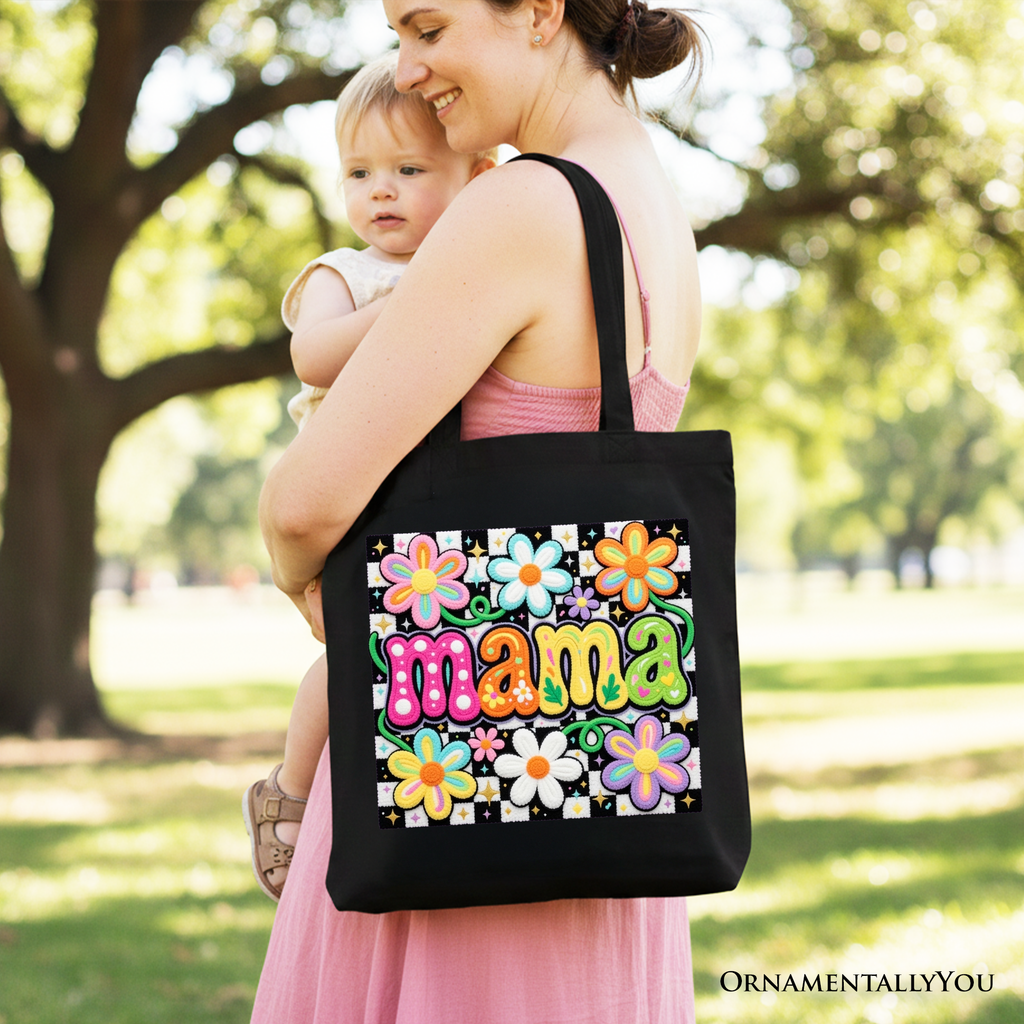Retro Floral "Mama" Tote Bag