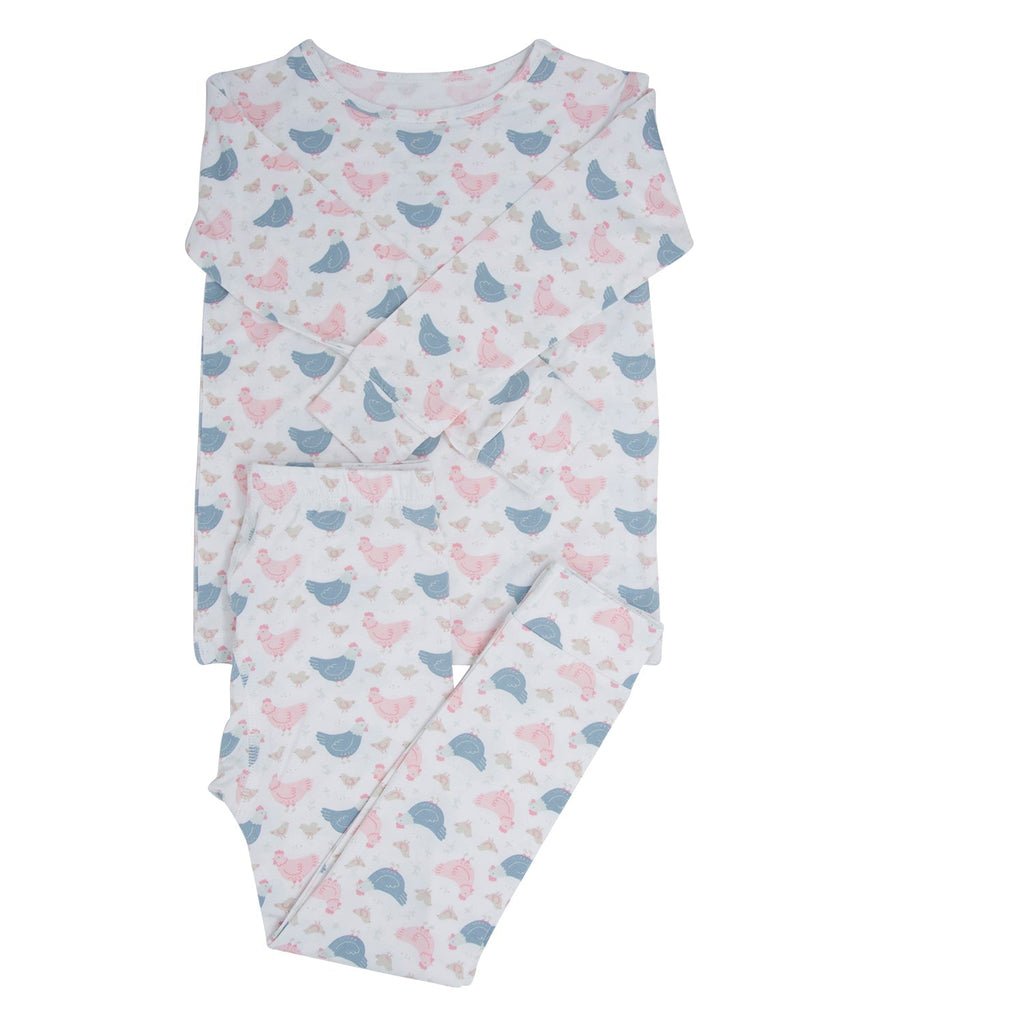 Pink Farm Hens Bamboo Kids Pajama Set