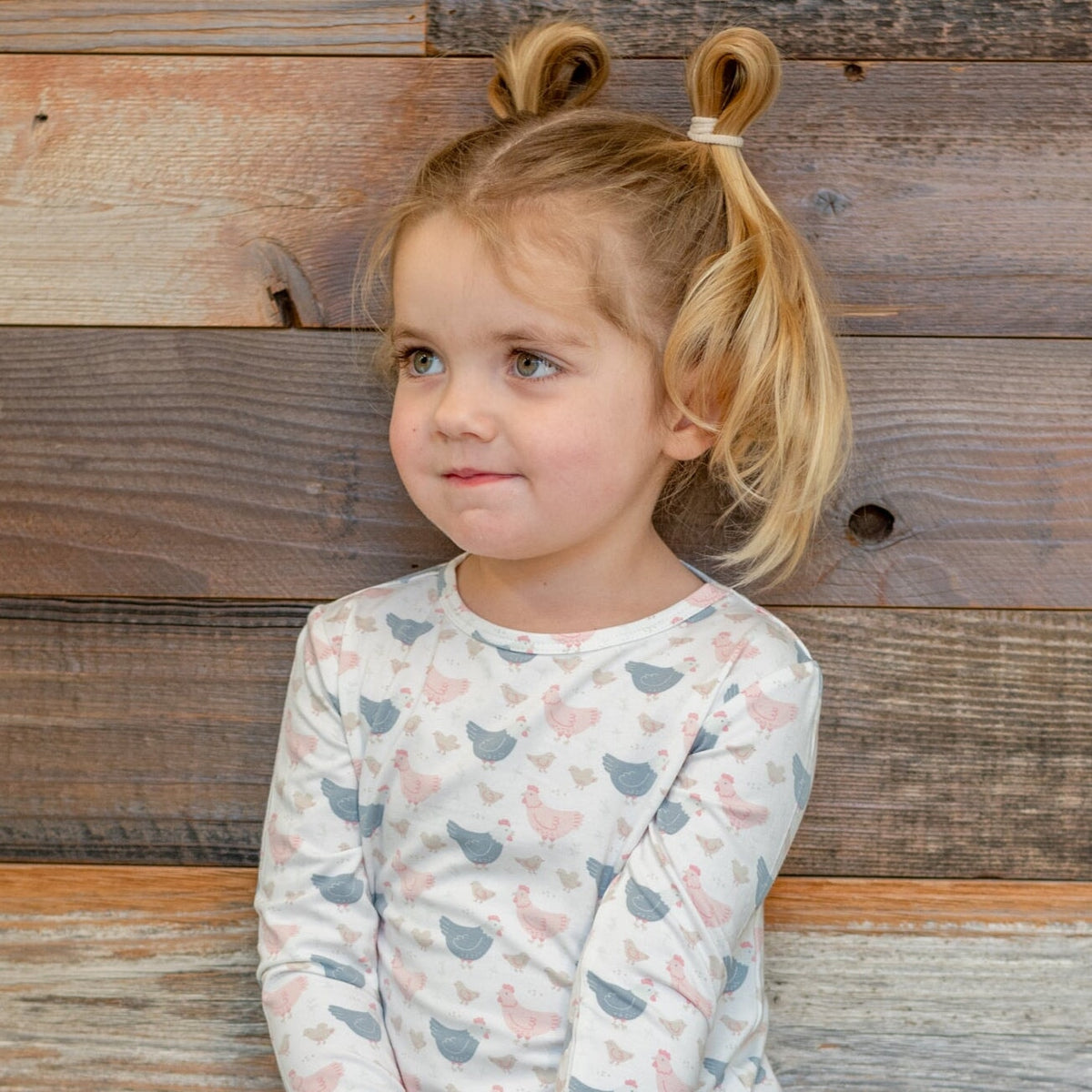 Pink Farm Hens Bamboo Kids Pajama Set