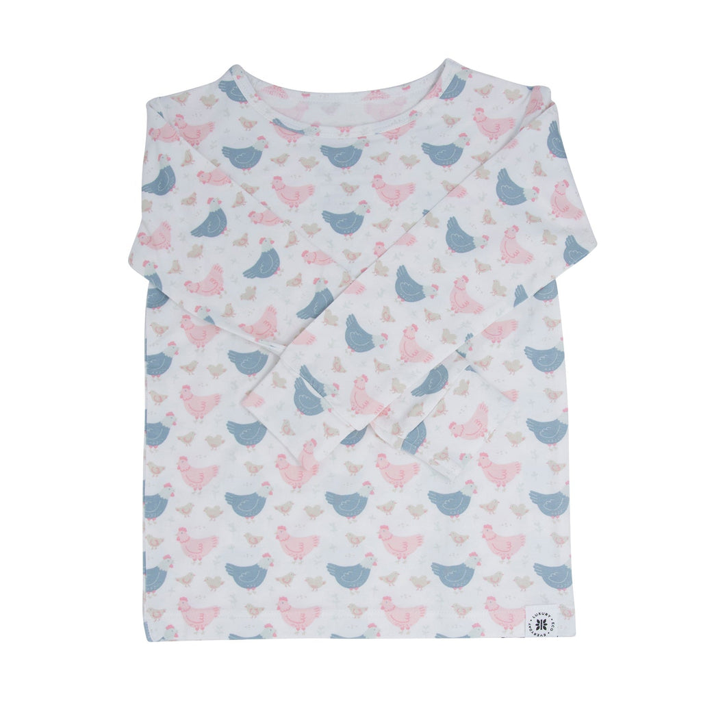 Pink Farm Hens Bamboo Kids Pajama Set