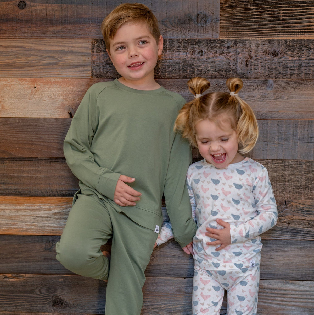 Pink Farm Hens Bamboo Kids Pajama Set