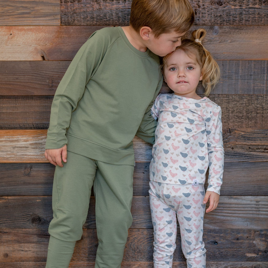 Pink Farm Hens Bamboo Kids Pajama Set