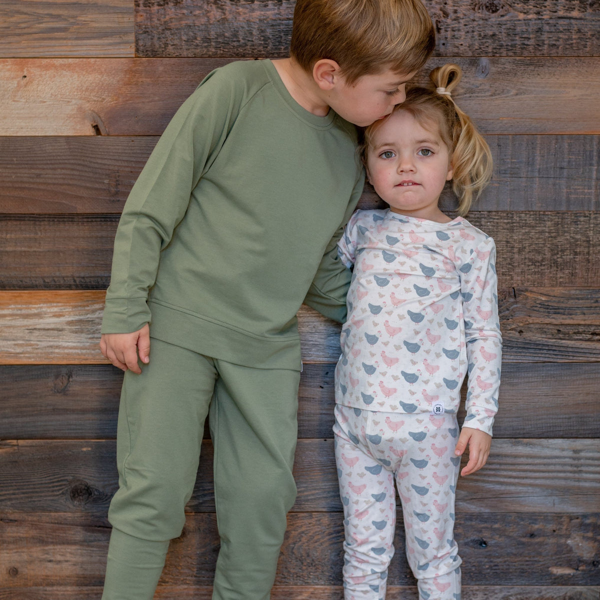 Pink Farm Hens Bamboo Kids Pajama Set