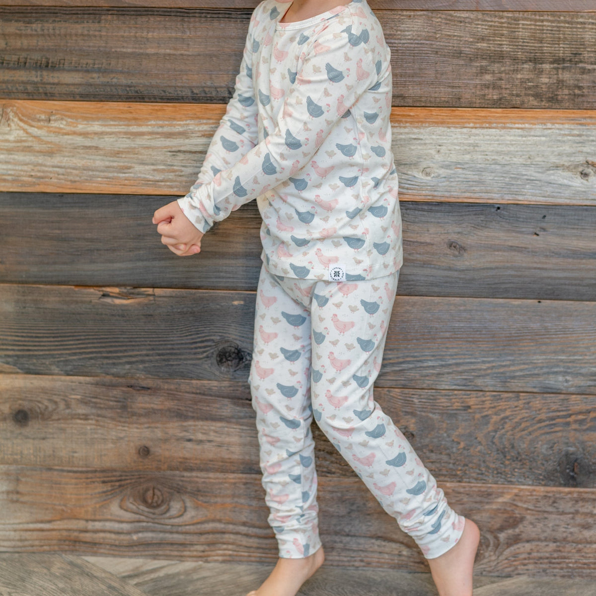 Pink Farm Hens Bamboo Kids Pajama Set