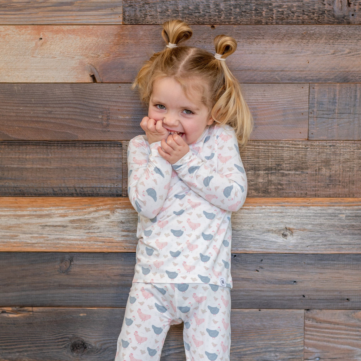 Pink Farm Hens Bamboo Kids Pajama Set