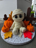 3D Printed Mummy Pumpkin Fall Halloween Décor – Handmade Display