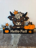 3D Printed Hello Fall Cow Sign – Pumpkin & Autumn Decor